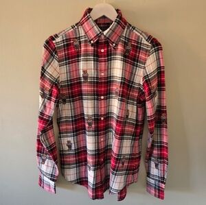 NWT Polo Ralph Lauren S Old Money Academia Vintage Bear Plaid Button Down Shirt
